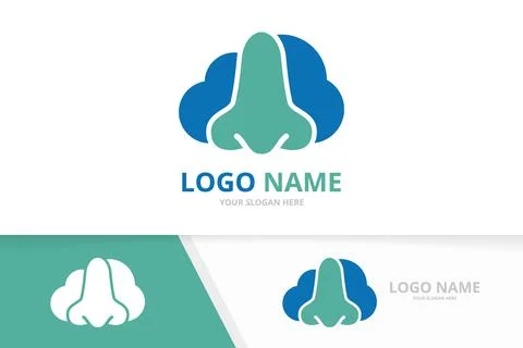 Vector nose and cloud logo combination. ENT clinic, otolaryngology logotype Stock Illustration