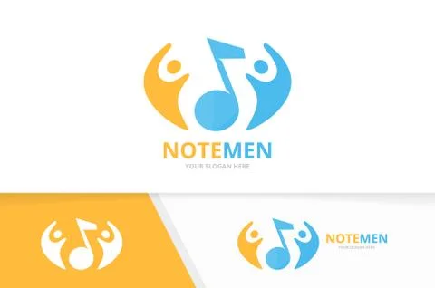 Vector note and people logo combination. Music and family symbol or icon. Unique Stock Illustration