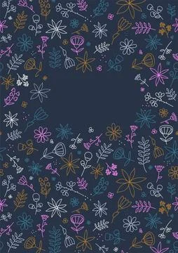 Vector note book cover with flowers in cartoon style and cute elements deco.. Stock Illustration