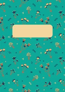 Vector note book cover with flowers in cartoon style and cute elements decora Illustrazione stock
