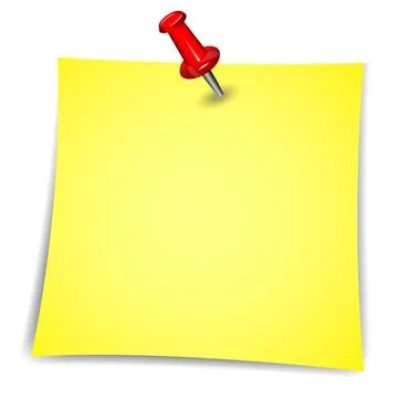 Vector Note Paper with pin on white Stock Illustration