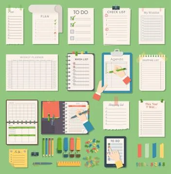 Vector notebook agenda business planner note. Meeting notebook plan work Illustrazione stock
