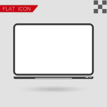 Vector notebook Computer Icon Flat Style with red Stock Illustration