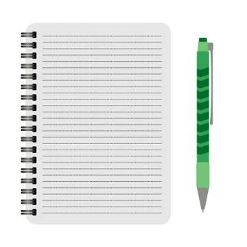Vector notebook with a green pen Stock Illustration