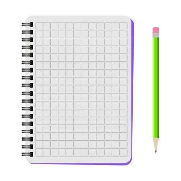 Vector notebook with a green pencil Stock Illustration
