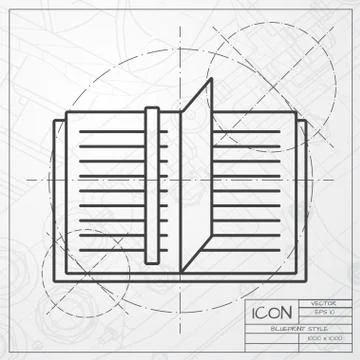 Vector notebook icon. Epsclassic blueprint of0 Stock Illustration