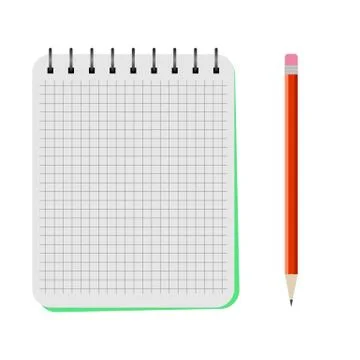 Vector notebook with a red pencil 스톡 일러스트