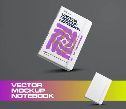 Vector notebook template with elastic band, stylish diagonal presentation, .. Stock Illustration