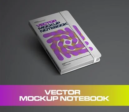Vector notebook template with elastic band, abstract design on hard cover, .. Stock Illustration