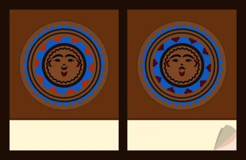 Vector - Notepad cover templates with native american masks motive Stock Illustration