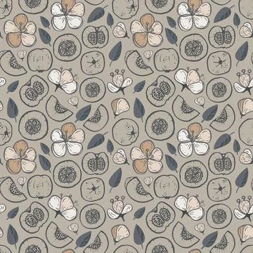 Vector nude quince texture seamless pattern print background. Stock Illustration