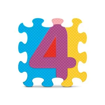 Vector number 4 written with alphabet puzzle Stock Illustration