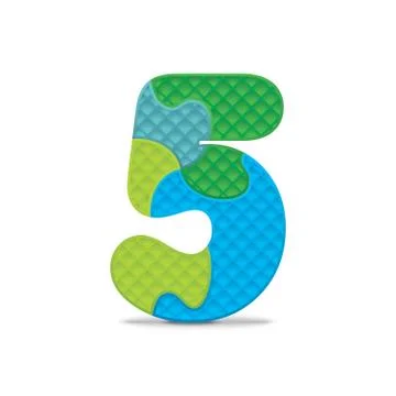 Vector number 5 written with alphabet puzzle Illustrazione stock