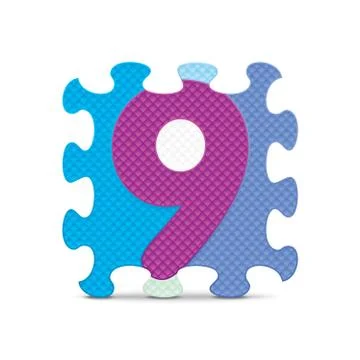 Vector number 9 written with alphabet puzzle Stock Illustration