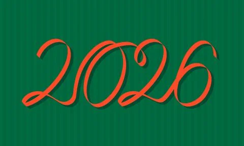 Vector numbers of 2026 on green background for Christmas and New year in re.. Stock Illustration