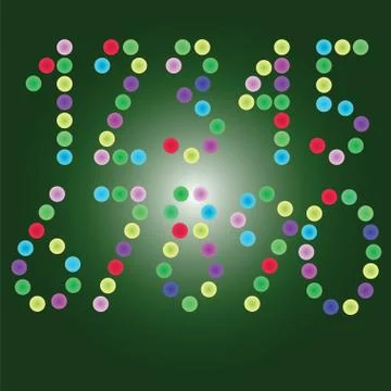 Vector numbers bright circles Stock Illustration
