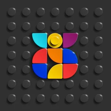 Vector numbers eight from plastic building bricks. Stock Illustration