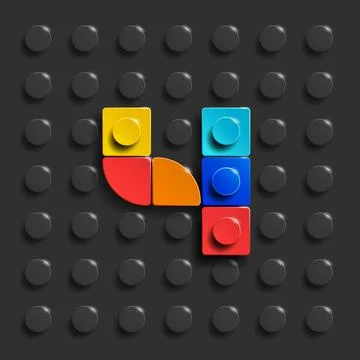 Vector numbers four from plastic building bricks. Stock Illustration
