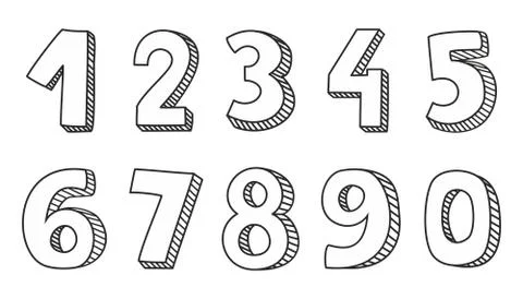 Vector numbers isolated on white background Stock Illustration
