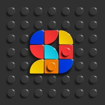 Vector numbers nine from plastic building bricks. Stock Illustration