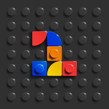 Vector numbers one from plastic building bricks. Stock Illustration