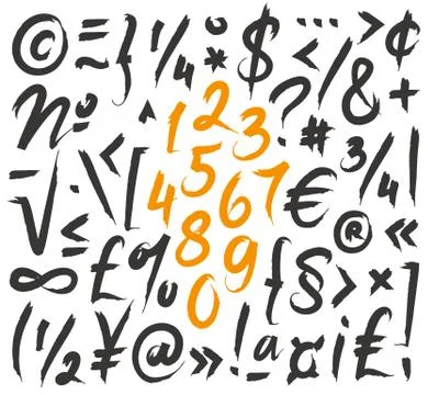 Vector numbers, punctuation, symbols Illustrazione stock