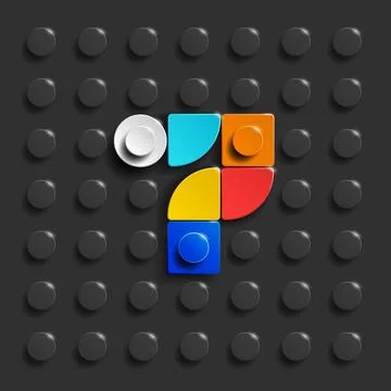 Vector numbers seven from plastic building bricks. Stock Illustration