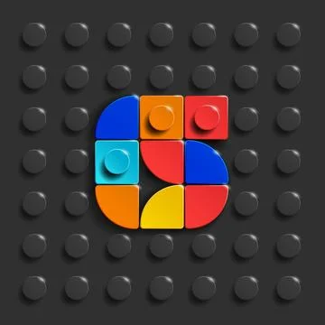 Vector numbers six from plastic building bricks. Stock Illustration