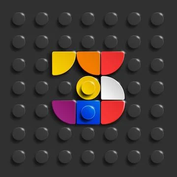 Vector numbers three from plastic building bricks. Stock Illustration