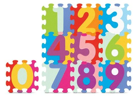 Vector numbers written with alphabet puzzle Stock Illustration
