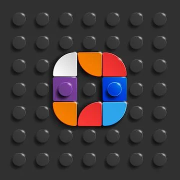 Vector numbers zero from plastic building bricks. 스톡 일러스트