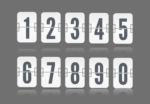 Vector numeric flip scoreboard with reflection floating on different height for Stock Illustration