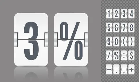 Vector Numeric template. Set of flip scoreboard with reflections including Stock Illustration