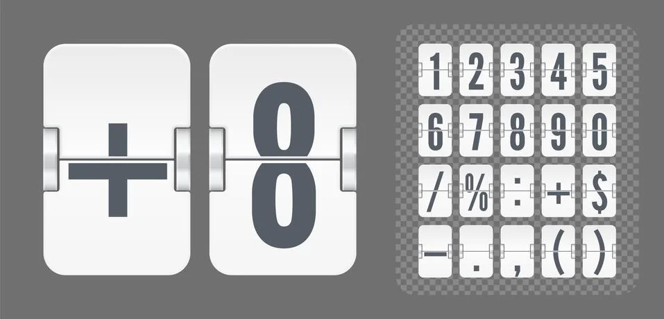 Vector Numeric template for time design. Flip scoreboard with number and symbol Stock Illustration