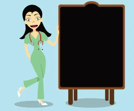 Vector nurse and blackboard Stock Illustration