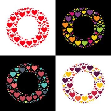 Vector O alphabet with various heart shape Stock Illustration