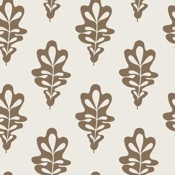Vector oak leaves seamless pattern. Autumn Scandinavian style textile design. Illustrazione stock