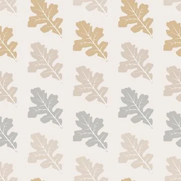 Vector oak leaves seamless pattern. Autumn Scandinavian style textile design. 스톡 일러스트