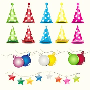 Vector object decorate party caps, and balls Stock-Illustration