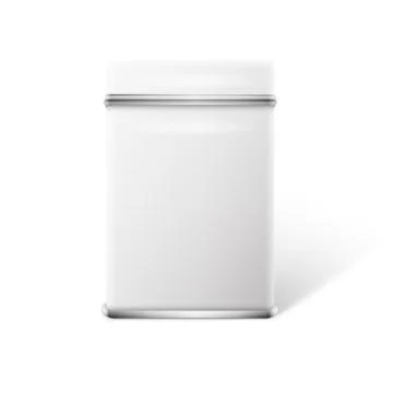 Vector object. white square tin packaging. tea, coffee, dry products. Stock Illustration