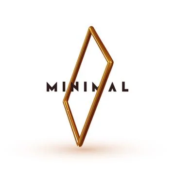 Vector Objects 3d shape. Minimal Abstract background with golden elements squ Illustrazione stock