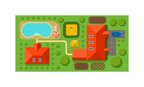 Vector objects for house plan landscape design elements interior construction Stock Illustration