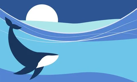 Vector ocean wall art whale poster. Stock Illustration