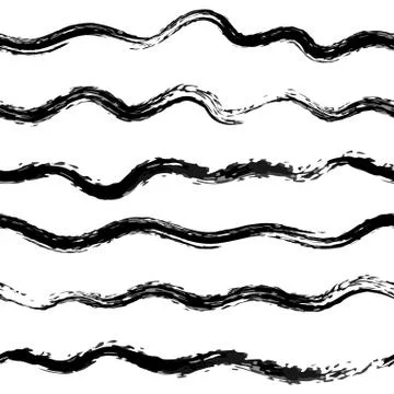 Vector Ocean Waves Pattern Black on White Stock Illustration