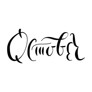 Vector October hand drawn month isolated illustration. Cursive handwritten style Stock Illustration