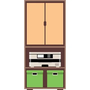 Vector office cabinet case with folder and printer Illustrazione stock