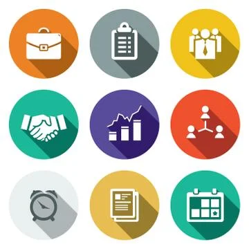 Vector office flat icons set Stock Illustration