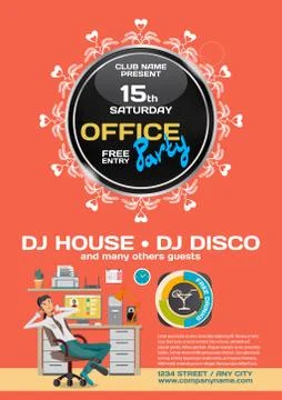 Vector office party invitation lounge dreaming office worker. Po Illustrazione stock