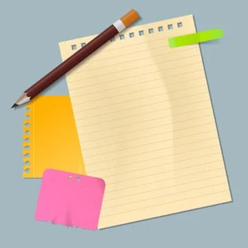 Vector office set of realistic blank empty colored sheets of paper from scratch イラスト素材