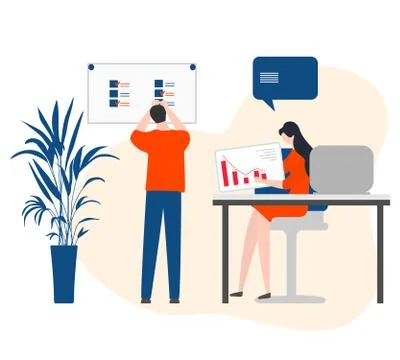 Vector Office Worker people Business Teamwork Job Illustrazione stock